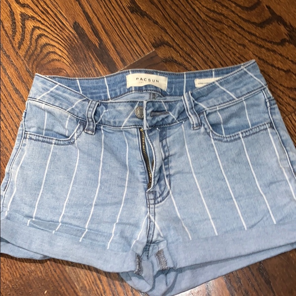 PACSUN super stretch striped jean shorts